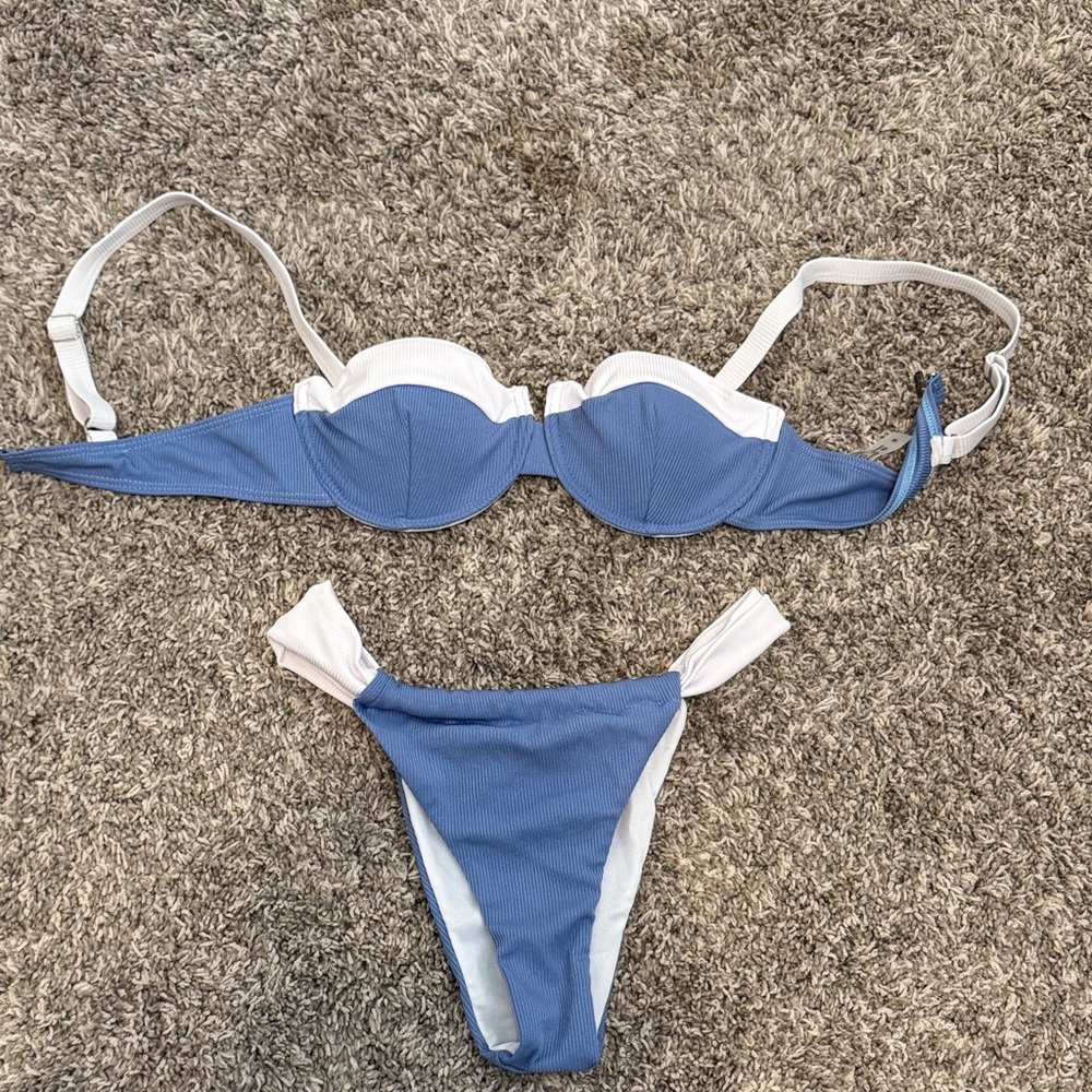 SHEIN Blue and White Bikini Set